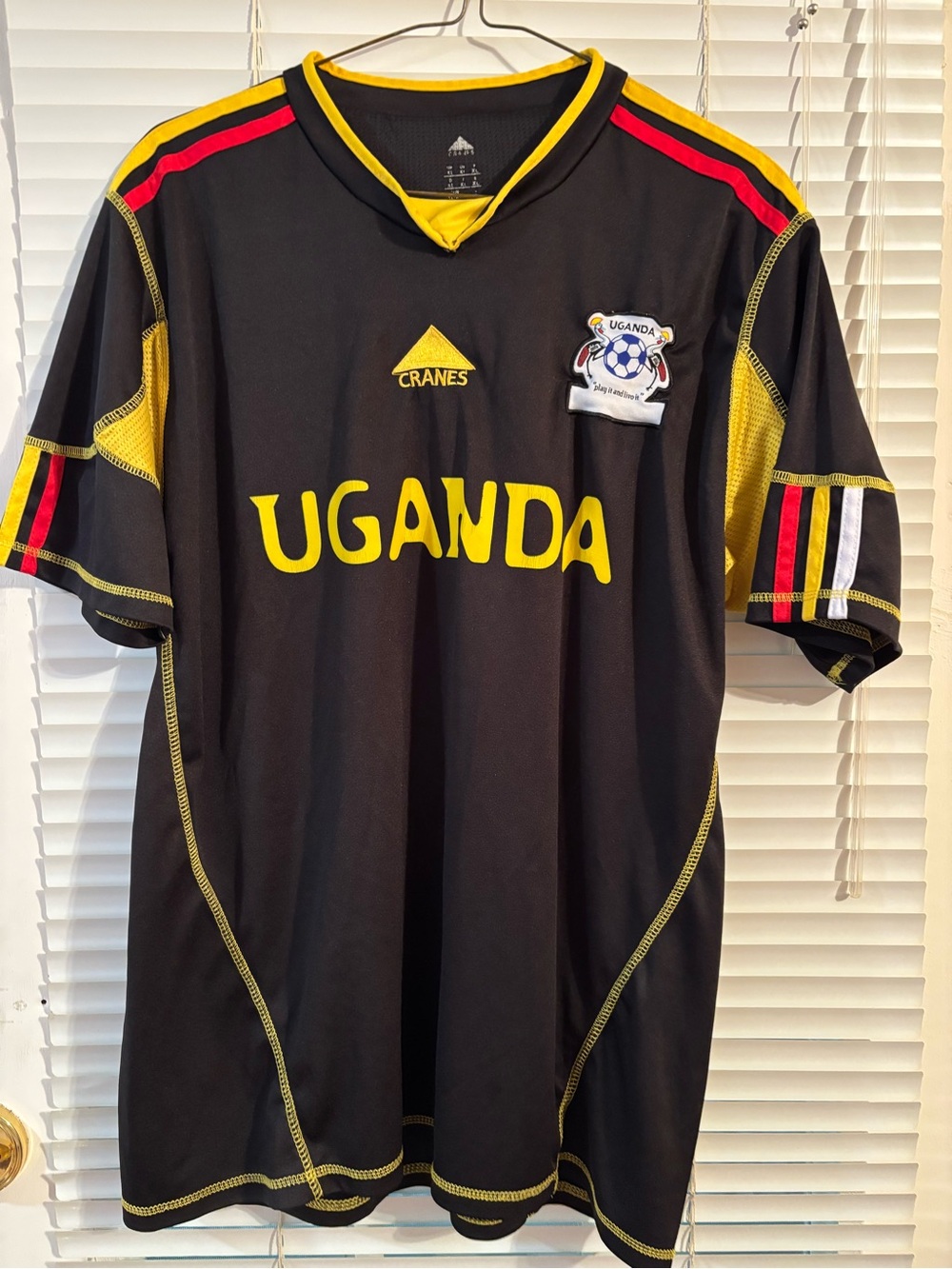 Uganda Jersey Youth Size  XL Black Yellow Soccer FUFA Cranes Original Uganda